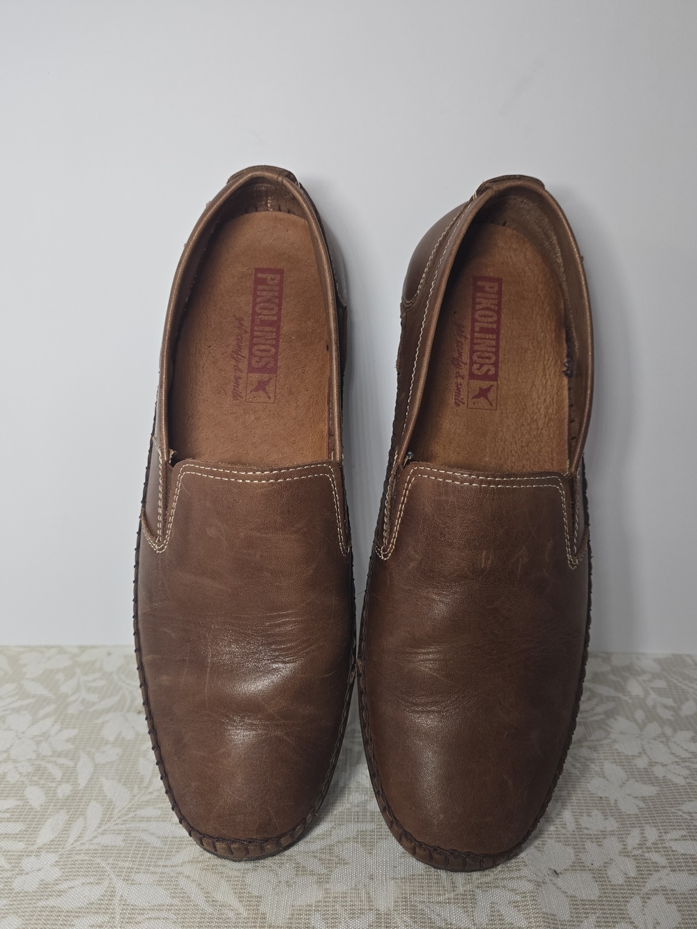 PIKOLINOS Men's Brown Leather Slip-On Loafers